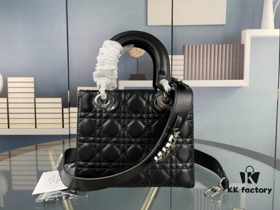 693097a46e68136f4d9aa6c7 Medium Lady Dior Bag with Silk Scarf, Quilted Cannage Pattern, Top-Grade Imported Leather