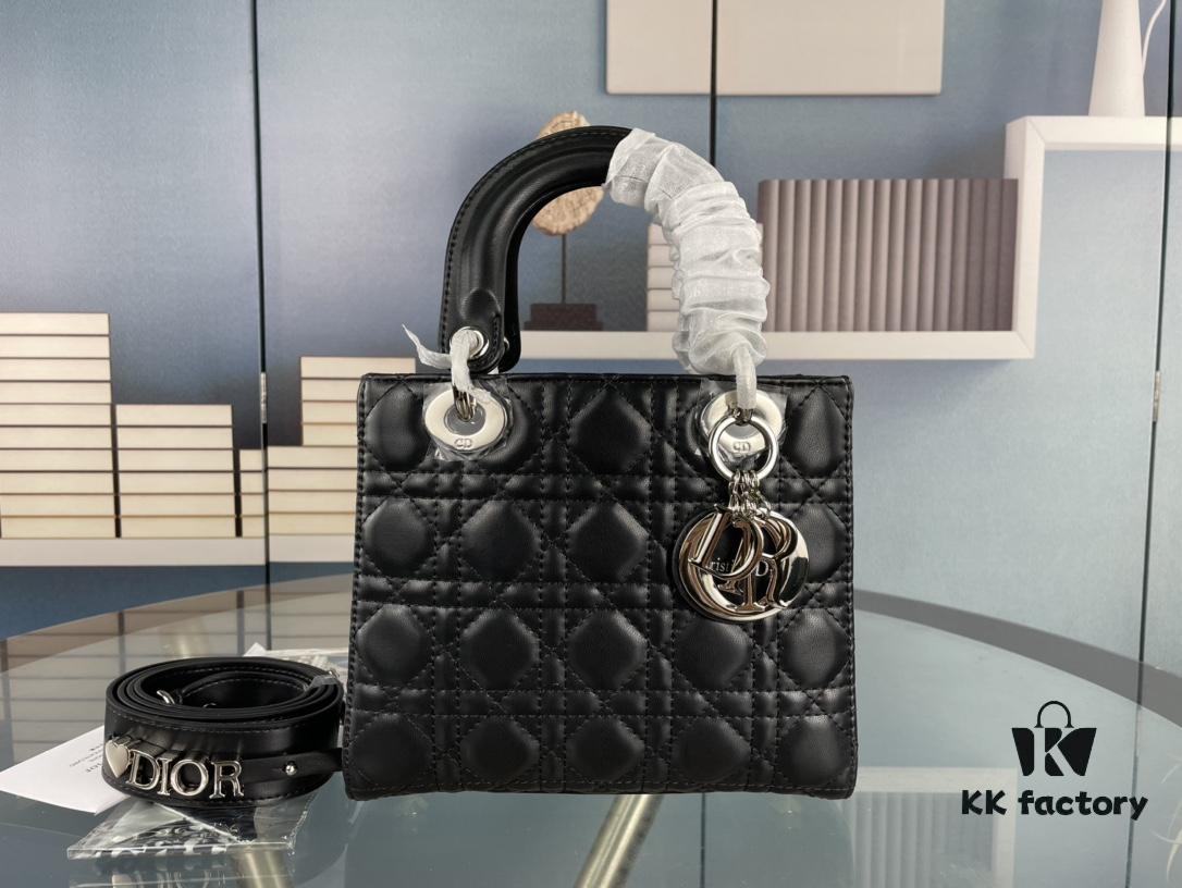 693097a56e68136f4d9aa6c8 Medium Lady Dior Bag with Silk Scarf, Quilted Cannage Pattern, Top-Grade Imported Leather