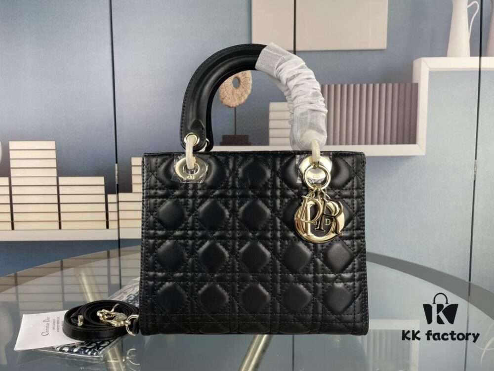 693097ac6e68136f4d9aa6d5 Large Lady Dior Handbag with Silk Scarf, Cannage Quilting, Five Compartment Design