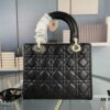 Large Lady Dior Handbag with Silk Scarf, Cannage Quilting, Five Compartment Design
