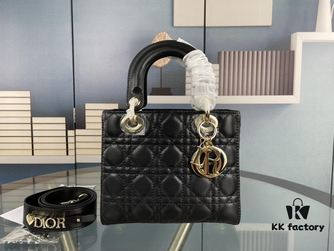 693097b06e68136f4d9aa6df Medium Lady Dior Bag with Silk Scarf, Quilted Cannage Pattern, Top-Grade Imported Leather