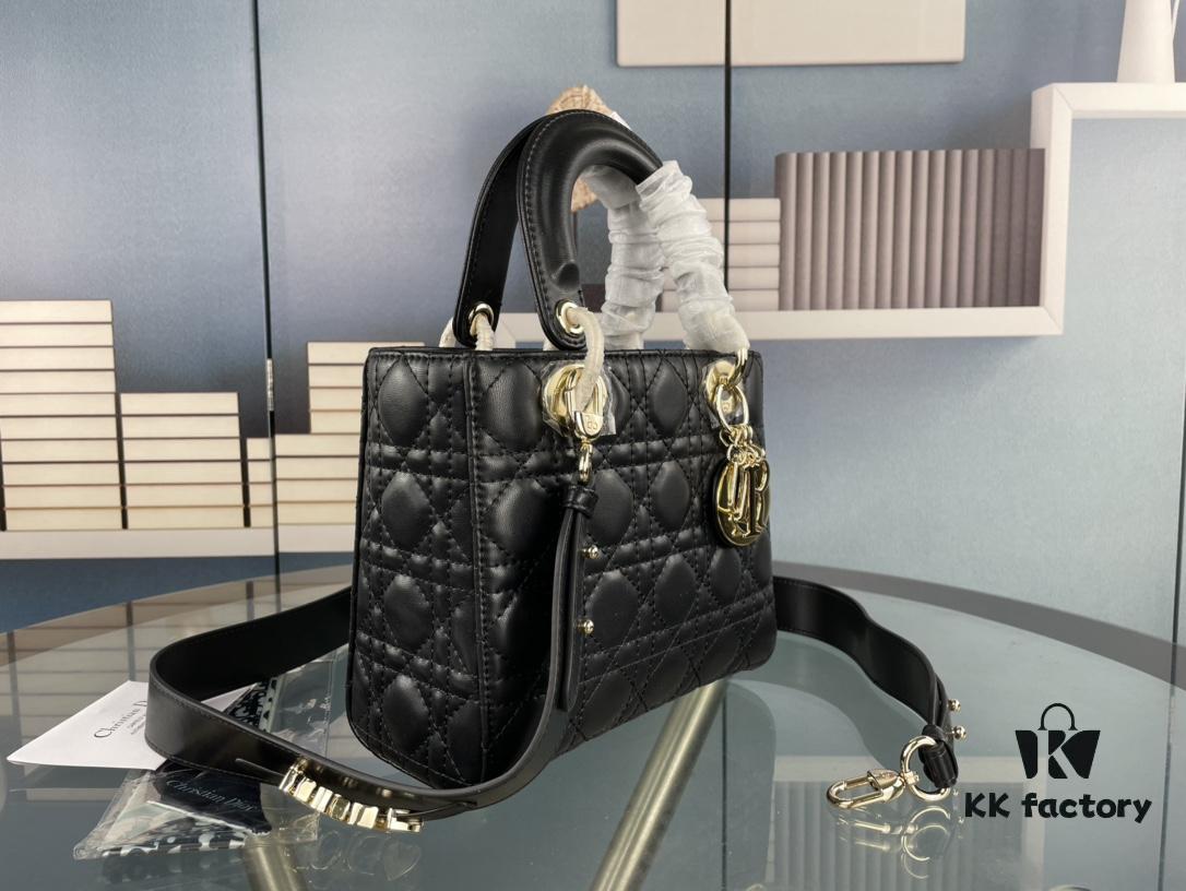 693097b26e68136f4d9aa6e1 Medium Lady Dior Bag with Silk Scarf, Quilted Cannage Pattern, Top-Grade Imported Leather