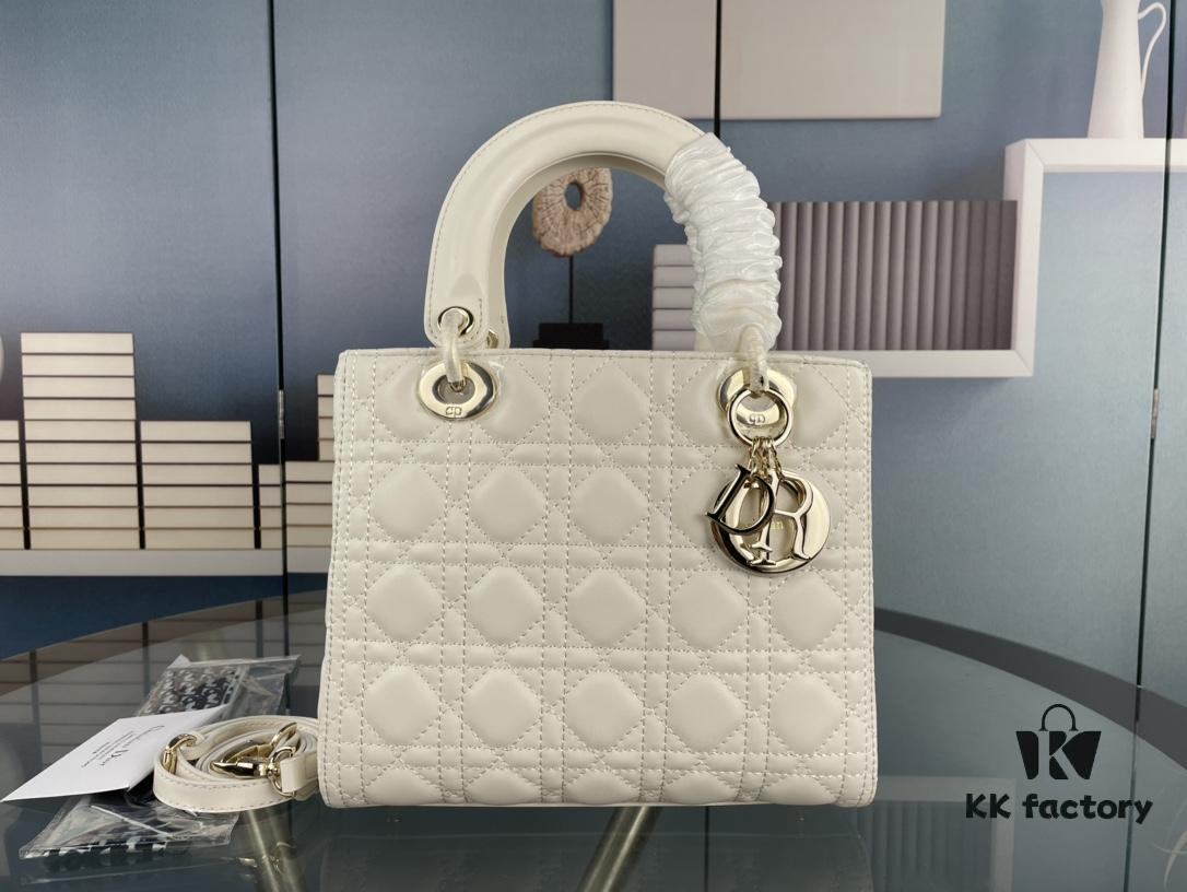 693097ba6e68136f4d9aa6f2 Large Lady Dior Handbag with Silk Scarf, Cannage Quilting, Top-Grade Imported Leather, Five Compartment Design