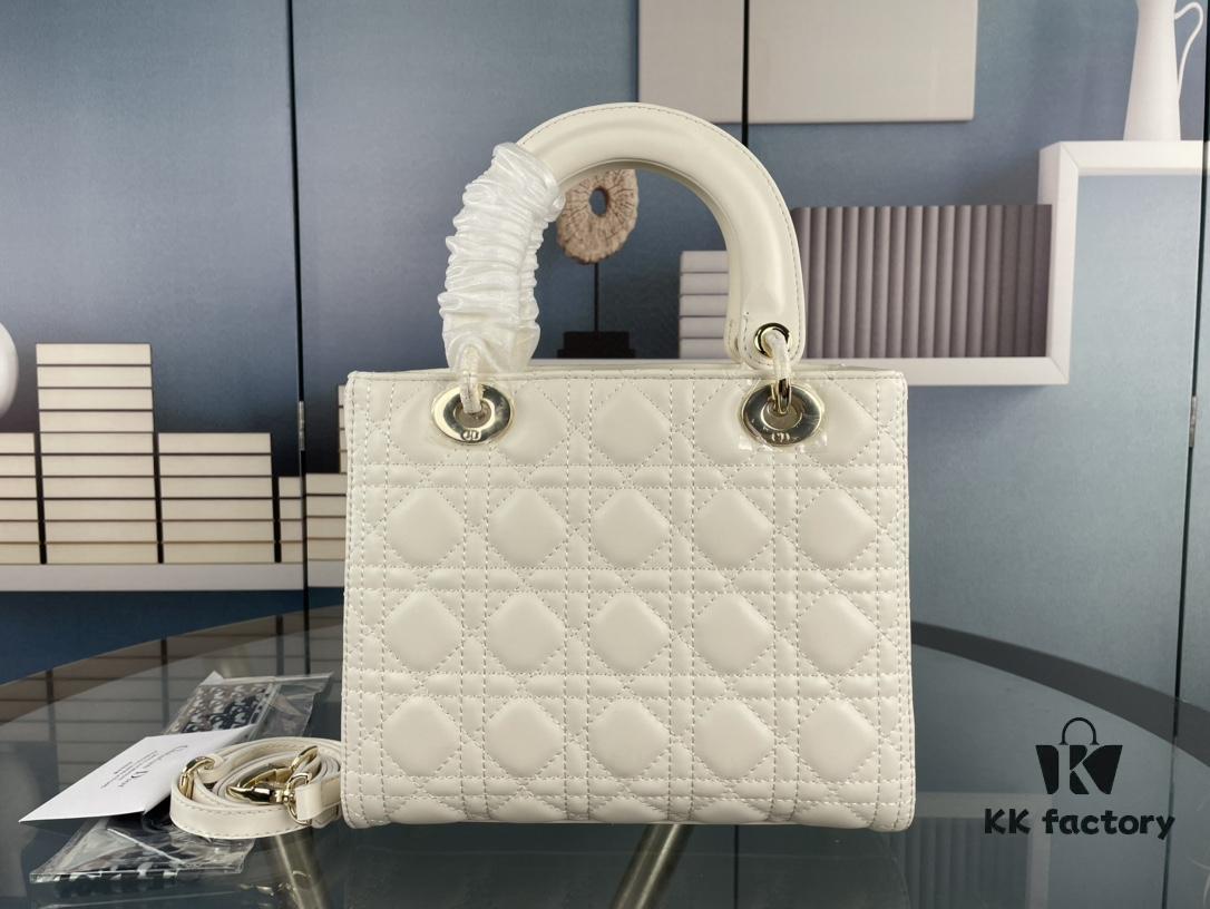 693097bc6e68136f4d9aa6f4 Large Lady Dior Handbag with Silk Scarf, Cannage Quilting, Top-Grade Imported Leather, Five Compartment Design