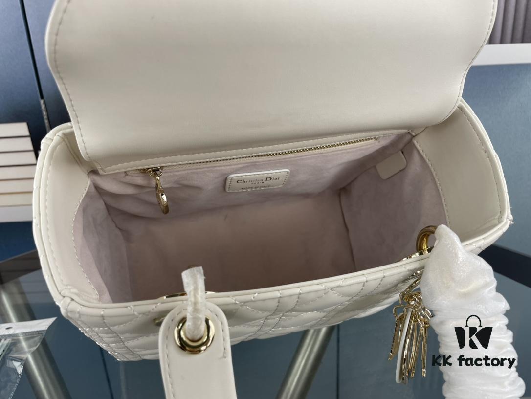 693097bf6e68136f4d9aa6f9 Large Lady Dior Handbag with Silk Scarf, Cannage Quilting, Top-Grade Imported Leather, Five Compartment Design