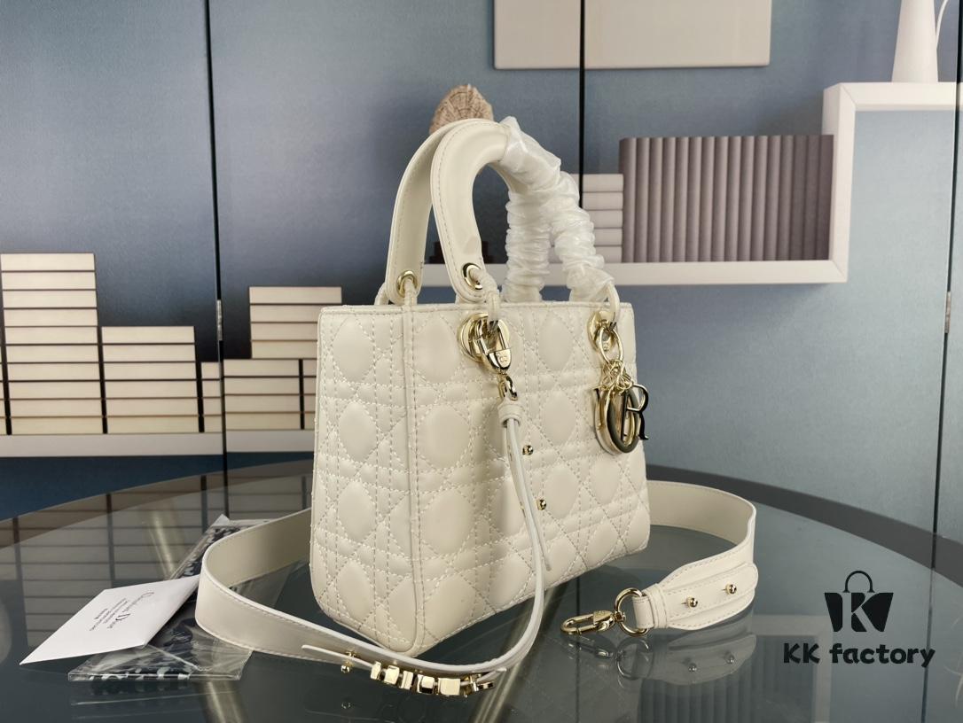 693097c06e68136f4d9aa6fc Medium Lady Dior Handbag with Silk Scarf, Quilted Cannage Pattern, Top-Grade Imported Leather