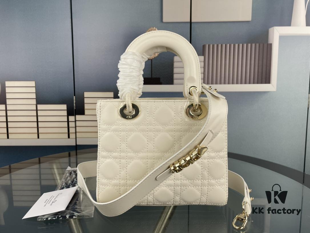 693097c06e68136f4d9aa6fe Medium Lady Dior Handbag with Silk Scarf, Quilted Cannage Pattern, Top-Grade Imported Leather