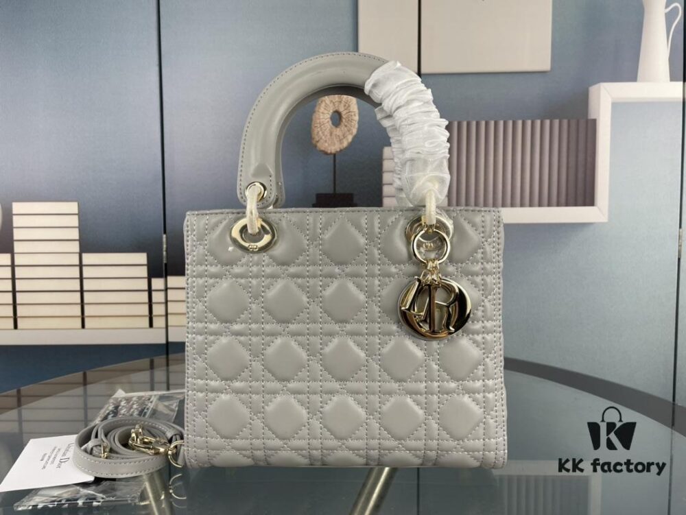 693097c86e68136f4d9aa70d Large Lady Dior Bag with Silk Scarf, Quilted Cannage Pattern, Five-Compartment Design
