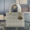 693097c86e68136f4d9aa70d Large Lady Dior Bag with Silk Scarf, Quilted Cannage Pattern, Five-Compartment Design