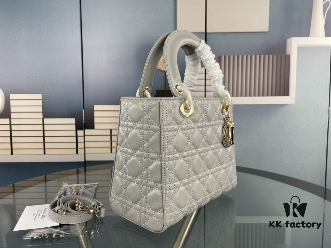 693097c86e68136f4d9aa70e Large Lady Dior Bag with Silk Scarf, Quilted Cannage Pattern, Five-Compartment Design