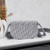 6930980f6e68136f4d9aa79b Saddle Messenger Bag with Box (Beige and Black Oblique Print Fabric with Black Grained Calfskin Trim)
