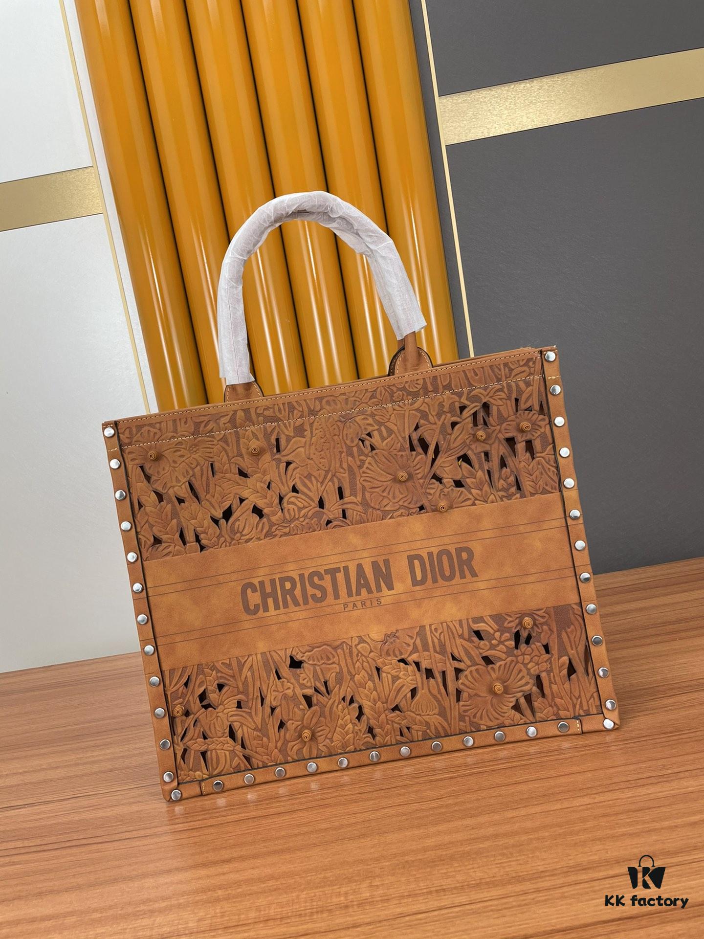 693098556e68136f4d9aa827 Large and Medium Size | Handcrafted Leather Carved Artistic Dior Early Spring New Arrival Tote Shoulder Bag