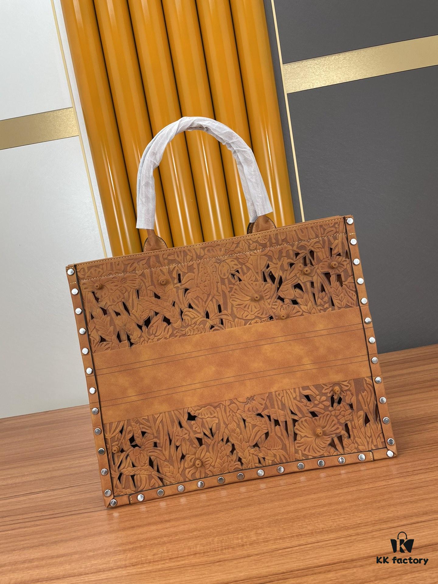 693098556e68136f4d9aa828 Large and Medium Size | Handcrafted Leather Carved Artistic Dior Early Spring New Arrival Tote Shoulder Bag