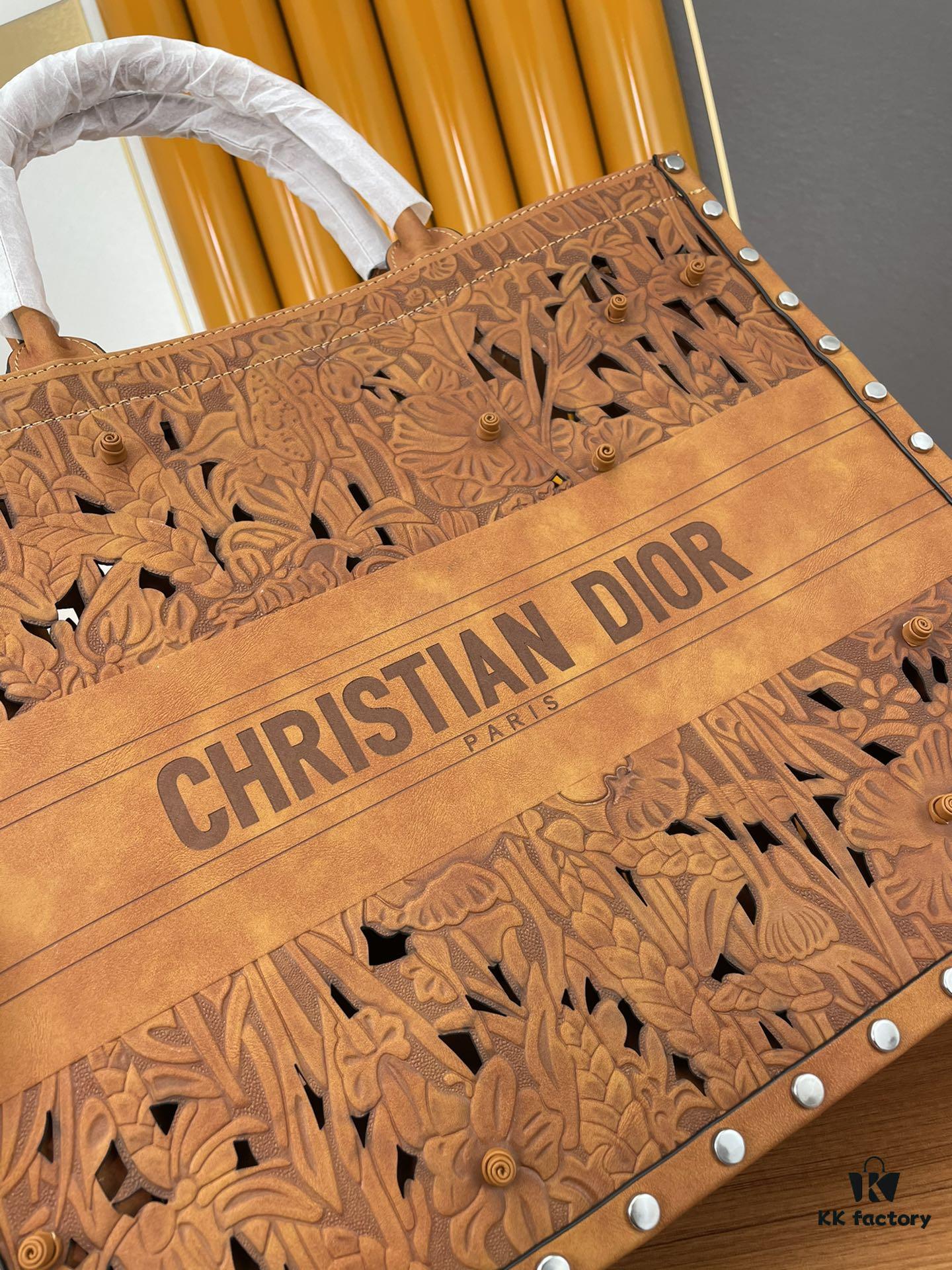 693098566e68136f4d9aa82c Large and Medium Size | Handcrafted Leather Carved Artistic Dior Early Spring New Arrival Tote Shoulder Bag
