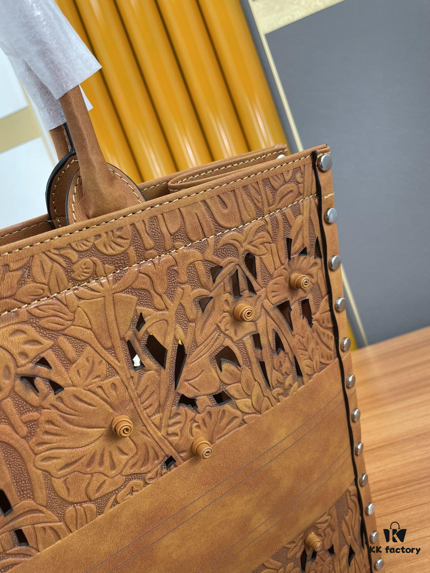 693098576e68136f4d9aa82d Large and Medium Size | Handcrafted Leather Carved Artistic Dior Early Spring New Arrival Tote Shoulder Bag