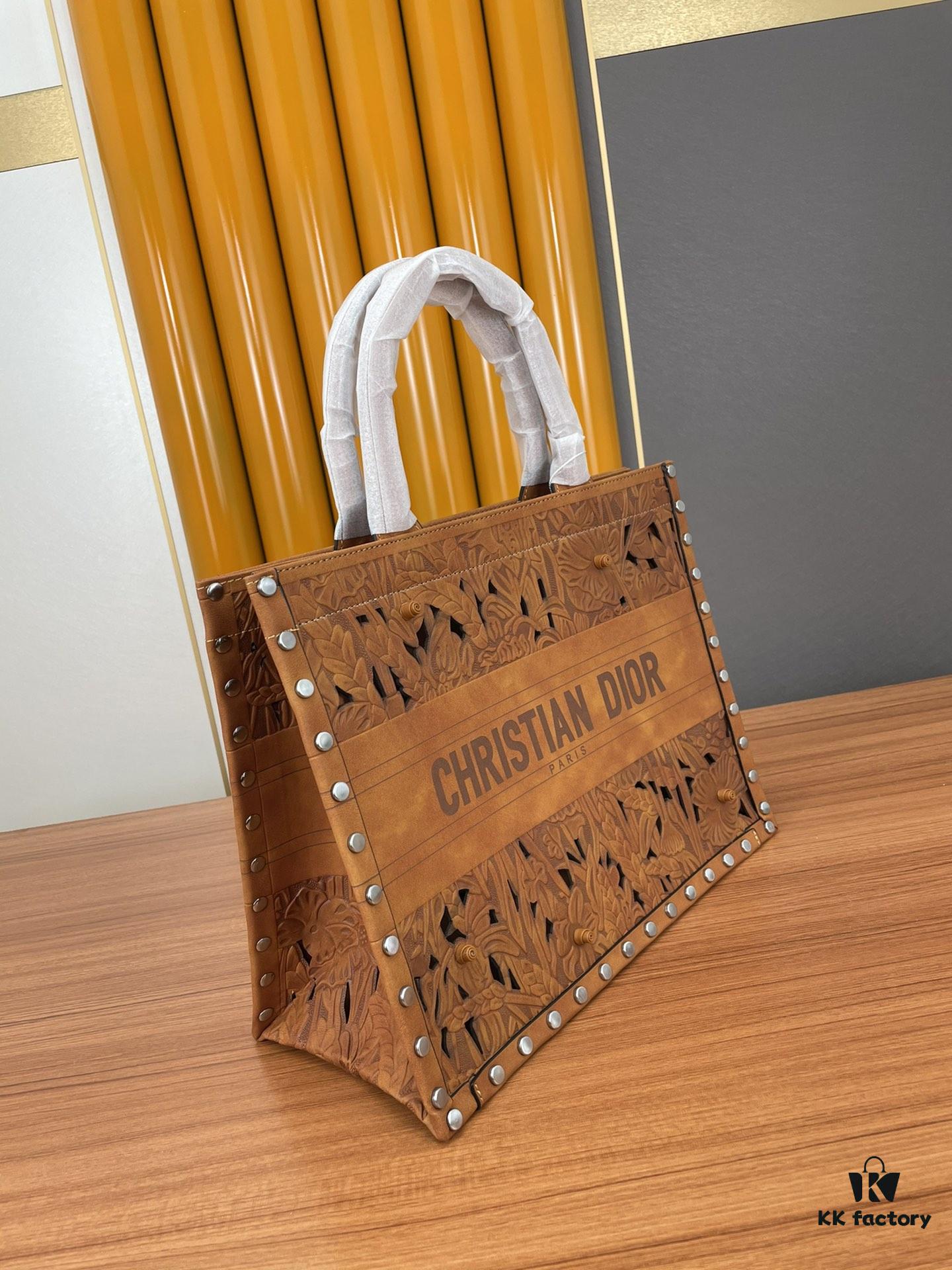 6930985b6e68136f4d9aa830 Large and Medium Size | Handcrafted Leather Carved Artistic Dior Spring Collection Tote Shoulder Bag