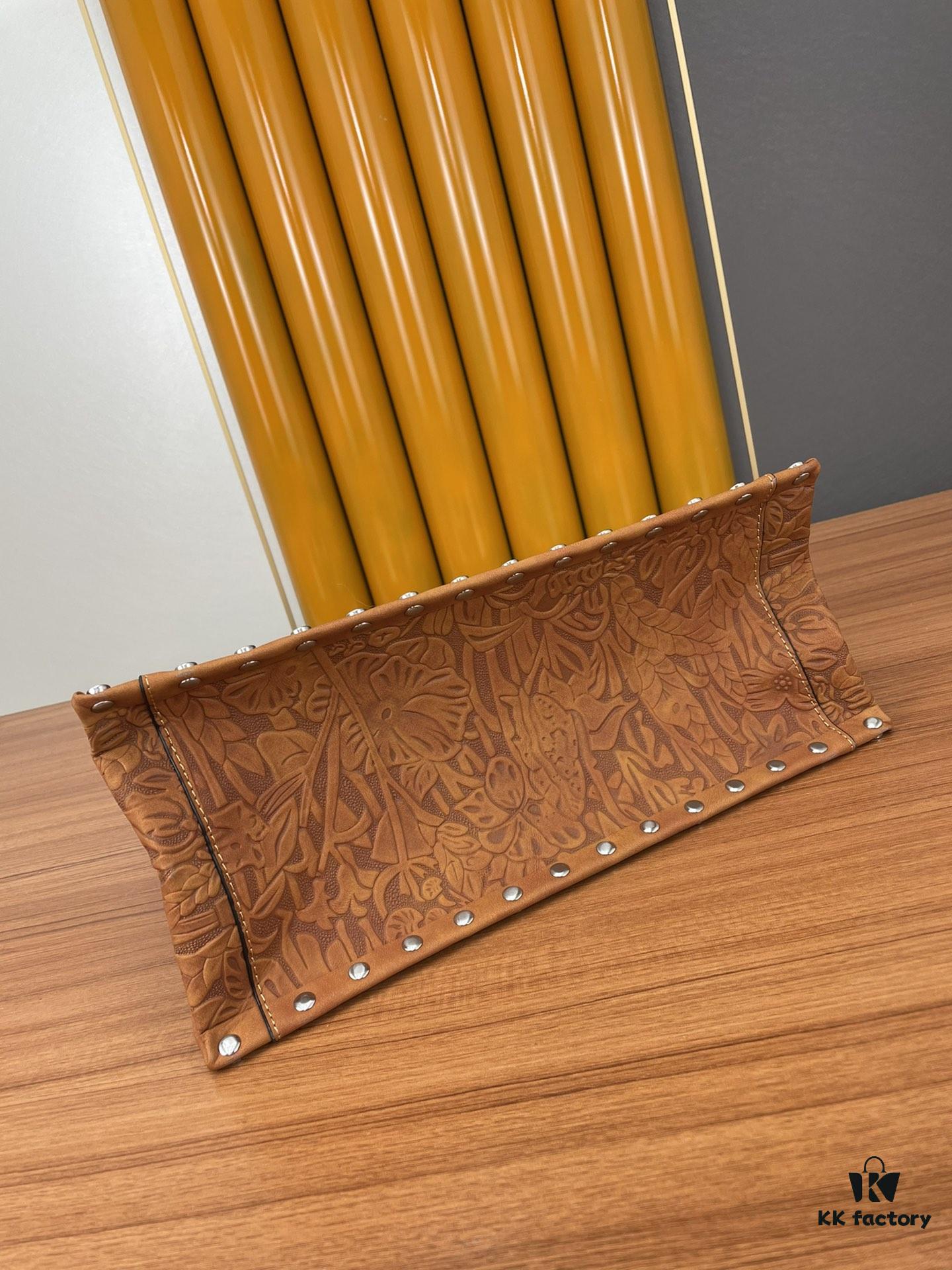 6930985b6e68136f4d9aa831 Large and Medium Size | Handcrafted Leather Carved Artistic Dior Spring Collection Tote Shoulder Bag