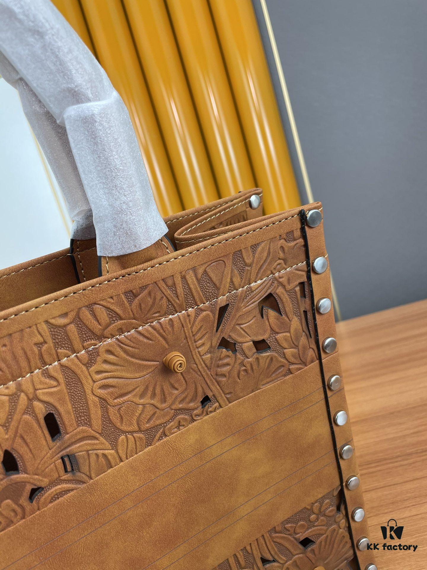 6930985b6e68136f4d9aa832 Large and Medium Size | Handcrafted Leather Carved Artistic Dior Spring Collection Tote Shoulder Bag