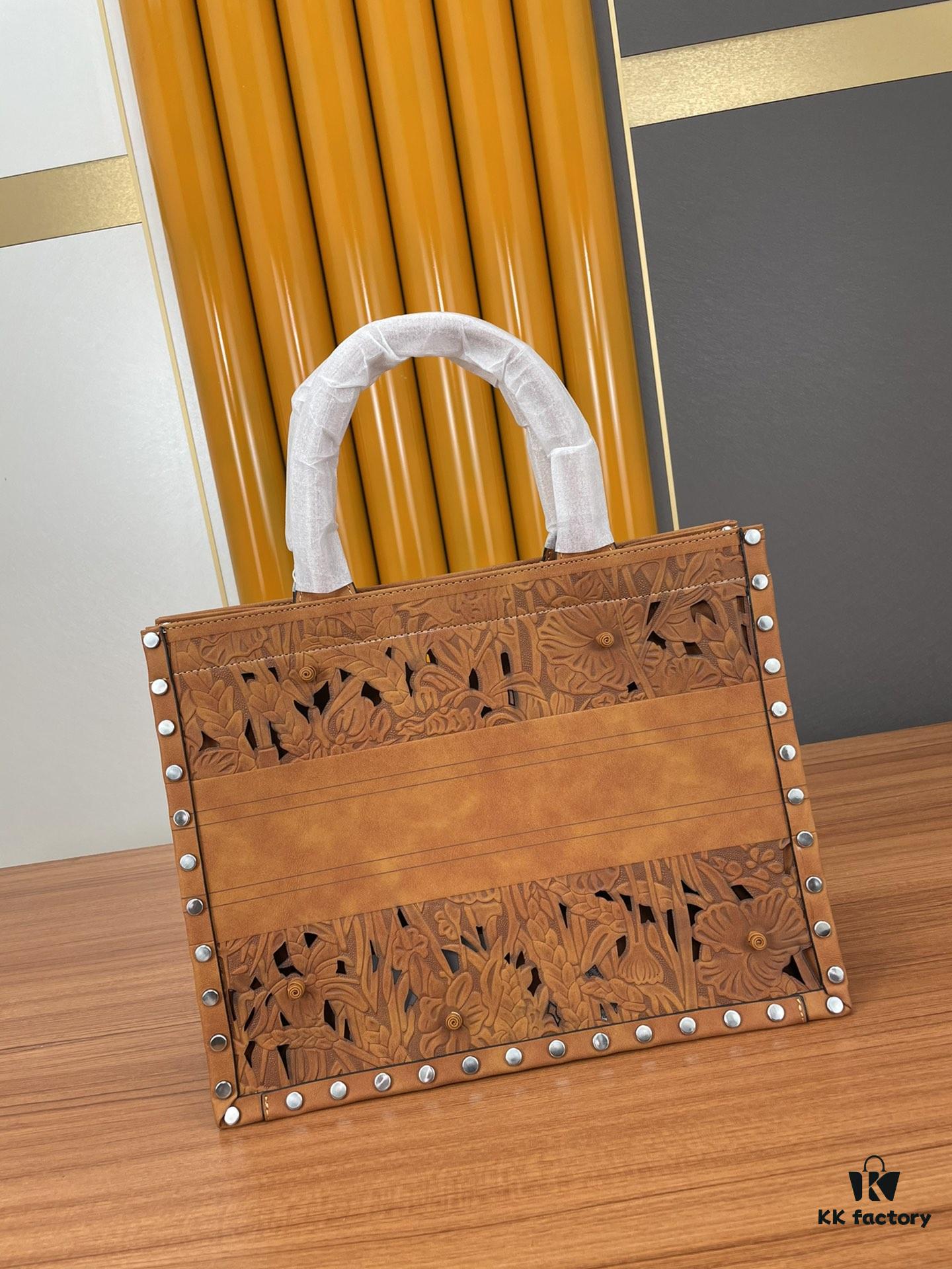 6930985b6e68136f4d9aa833 Large and Medium Size | Handcrafted Leather Carved Artistic Dior Spring Collection Tote Shoulder Bag