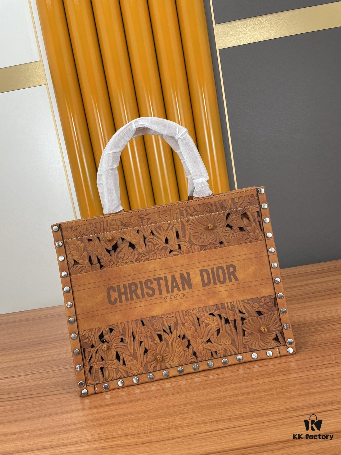 693098646e68136f4d9aa844 Large and Medium Size | Handcrafted Leather Carved Artistic Dior Spring Collection Tote Shoulder Bag