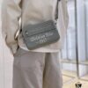 693098d76e68136f4d9aa920 Dior Gray Camera-Grained Calfskin Messenger Bag | Safari Style | Compact Design with Detachable Strap