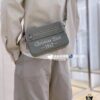 693098dc6e68136f4d9aa92a Dior Gray Camera-Grained Calfskin Messenger Bag | Safari Style | Compact Design with Detachable Strap