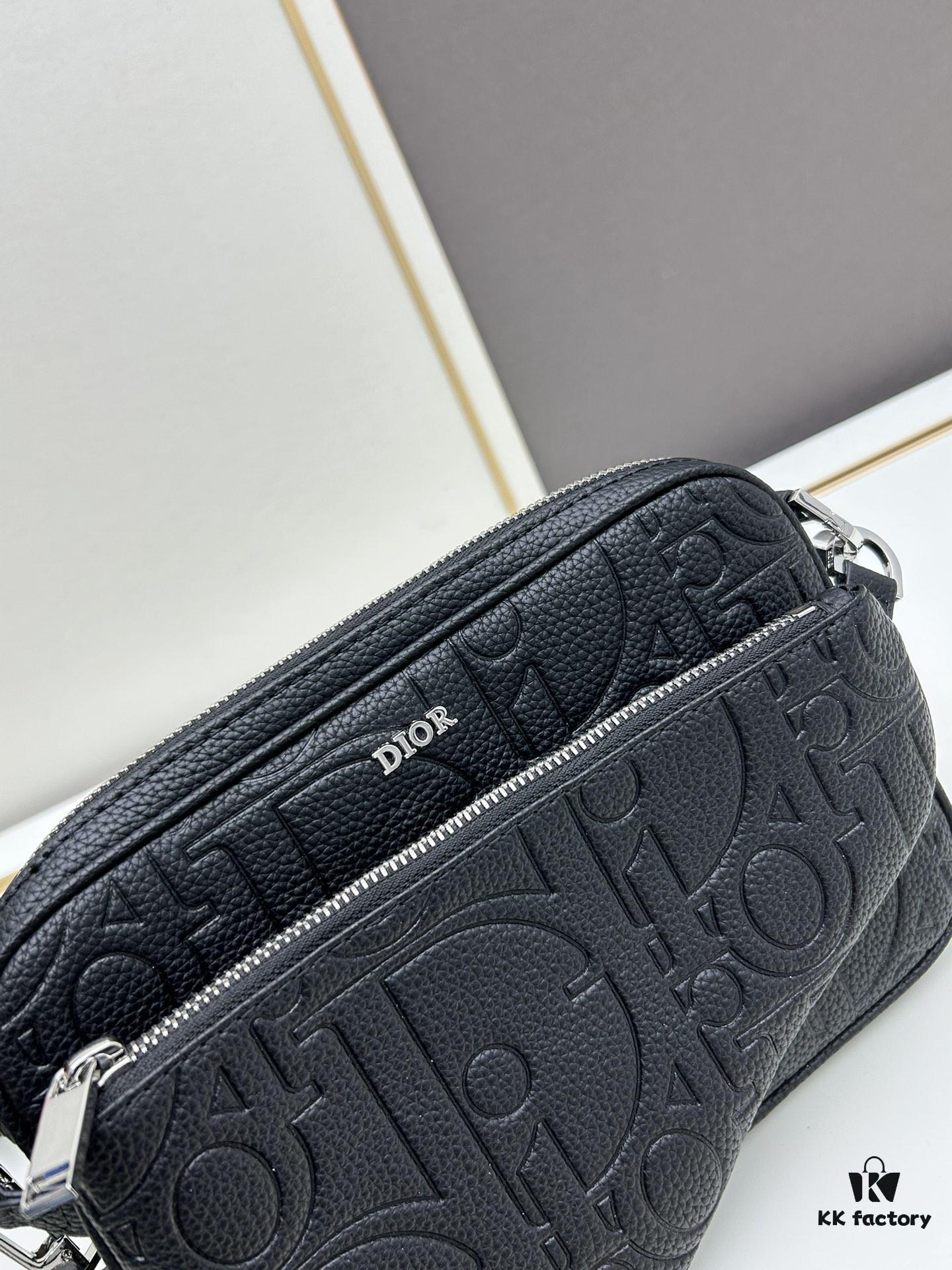 693098fb6e68136f4d9aa96c Saddle Three-Piece Bag Set in Black Oblique Embossed Fabric