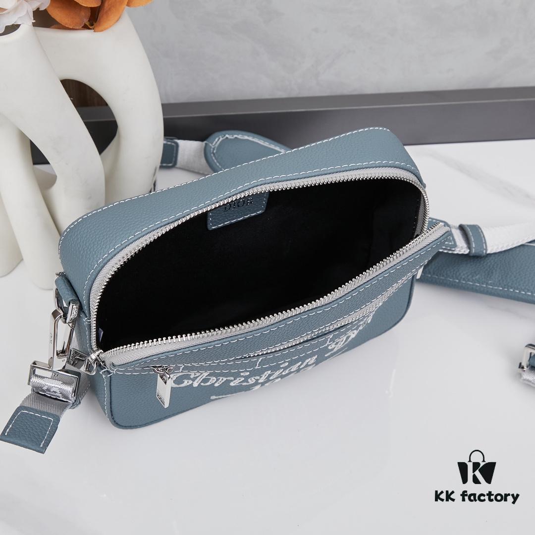 693099016e68136f4d9aa978 Dior Gray Camera-Grained Calfskin Messenger Bag | Safari Style | Ready Stock