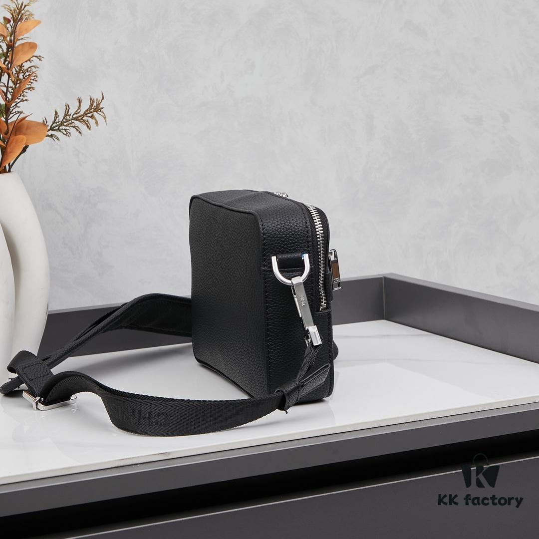 693099046e68136f4d9aa97b Dior Gray Camera-Grained Calfskin Messenger Bag | Safari Style | Compact Design with Detachable Strap