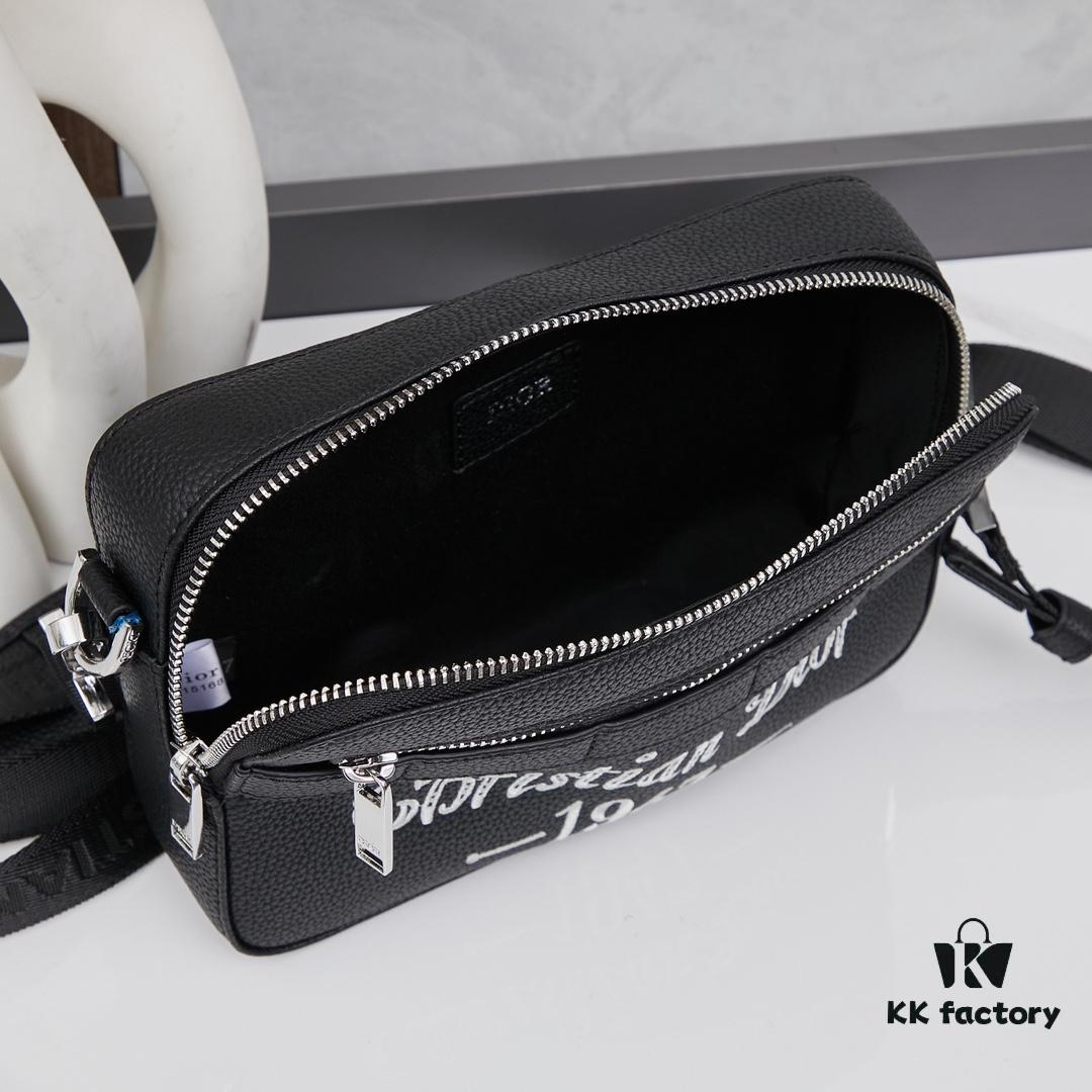 693099046e68136f4d9aa97f Dior Gray Camera-Grained Calfskin Messenger Bag | Safari Style | Compact Design with Detachable Strap