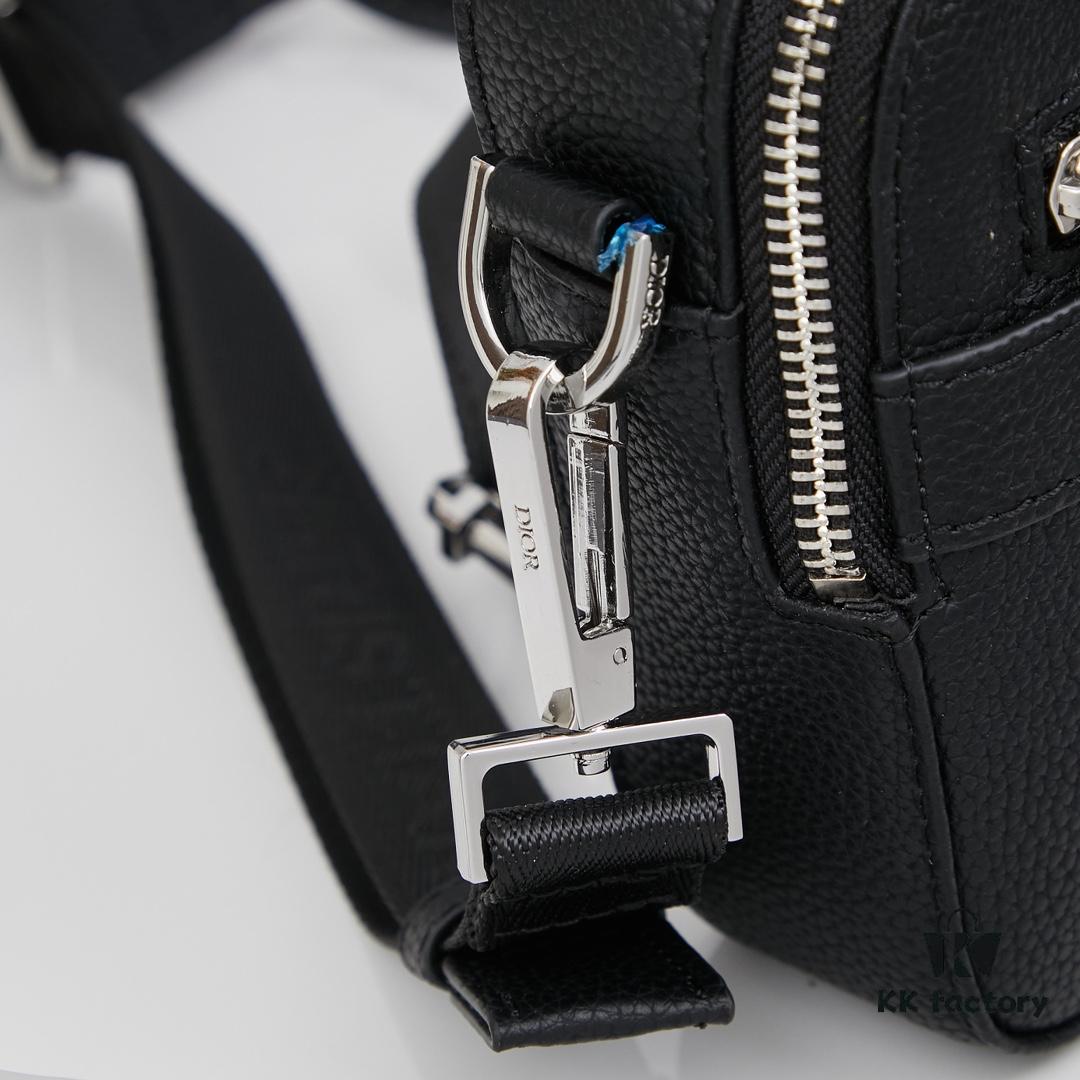 693099056e68136f4d9aa980 Dior Gray Camera-Grained Calfskin Messenger Bag | Safari Style | Compact Design with Detachable Strap