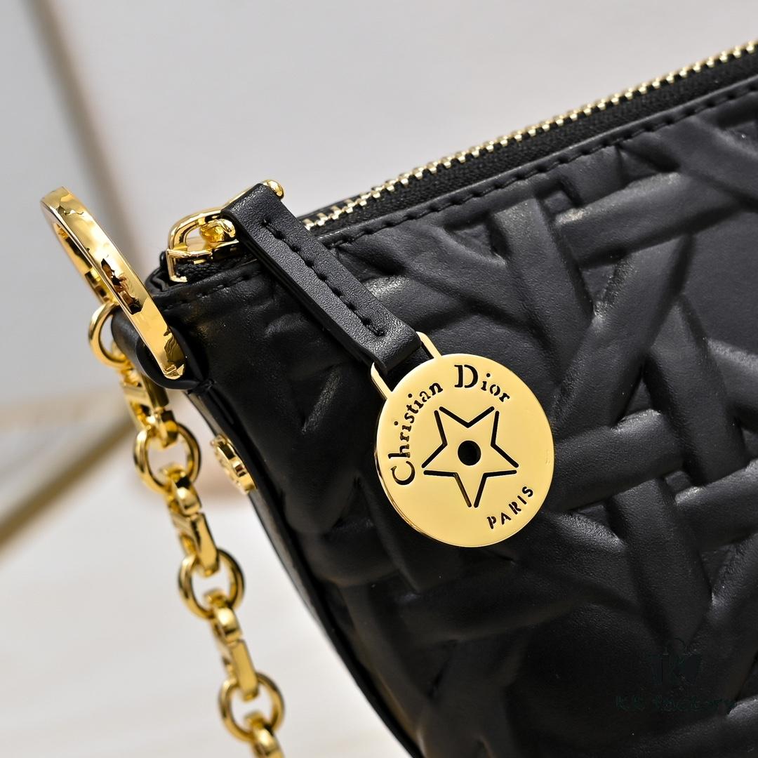 6930990f6e68136f4d9aa999 Embossed Diorstar Hobo Chain Bag