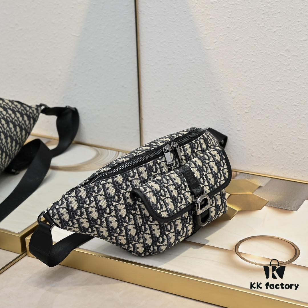 693099136e68136f4d9aa99e Top Original Dior Waist Bag – Black and Beige Oblique Print, 2025 Spring Collection