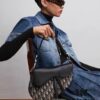 693099246e68136f4d9aa9be Large Size with Blue, Box Included Dior New Model Silver Buckle SADDLE Bag