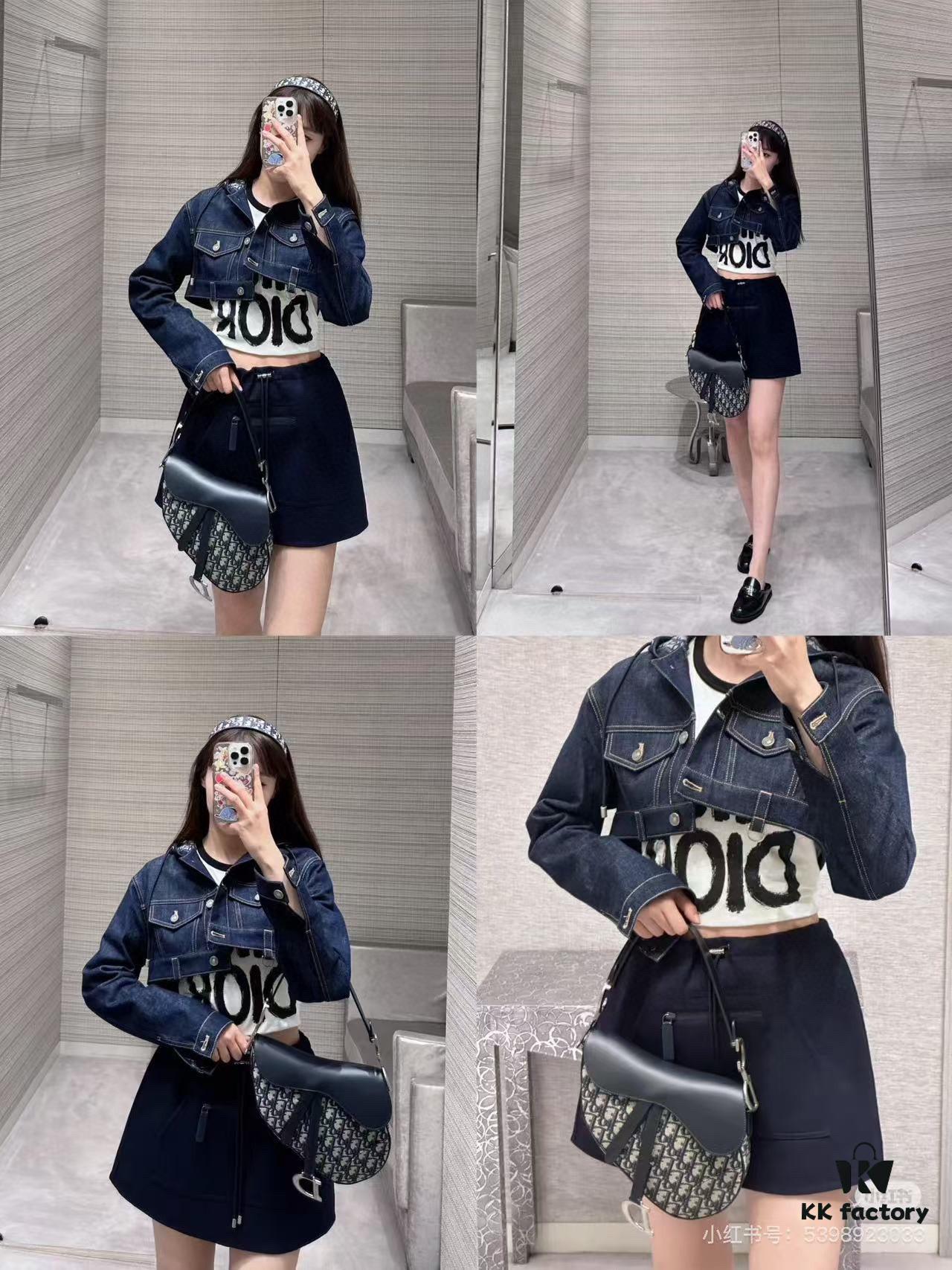 6930992a6e68136f4d9aa9ca Large Size with Blue, Box Included Dior New Model Silver Buckle SADDLE Bag