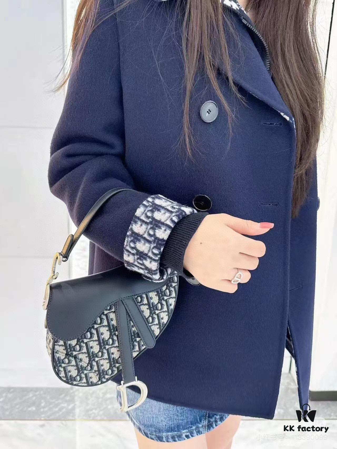 6930992b6e68136f4d9aa9cf Large Size with Blue, Box Included Dior New Model Silver Buckle SADDLE Bag