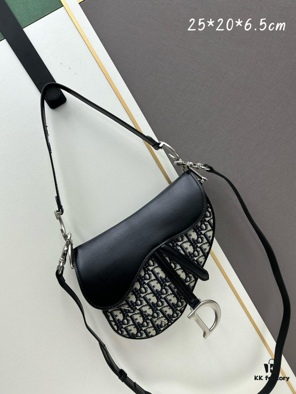 Large Size with Blue, Box Included Dior New Model Silver Buckle SADDLE Bag