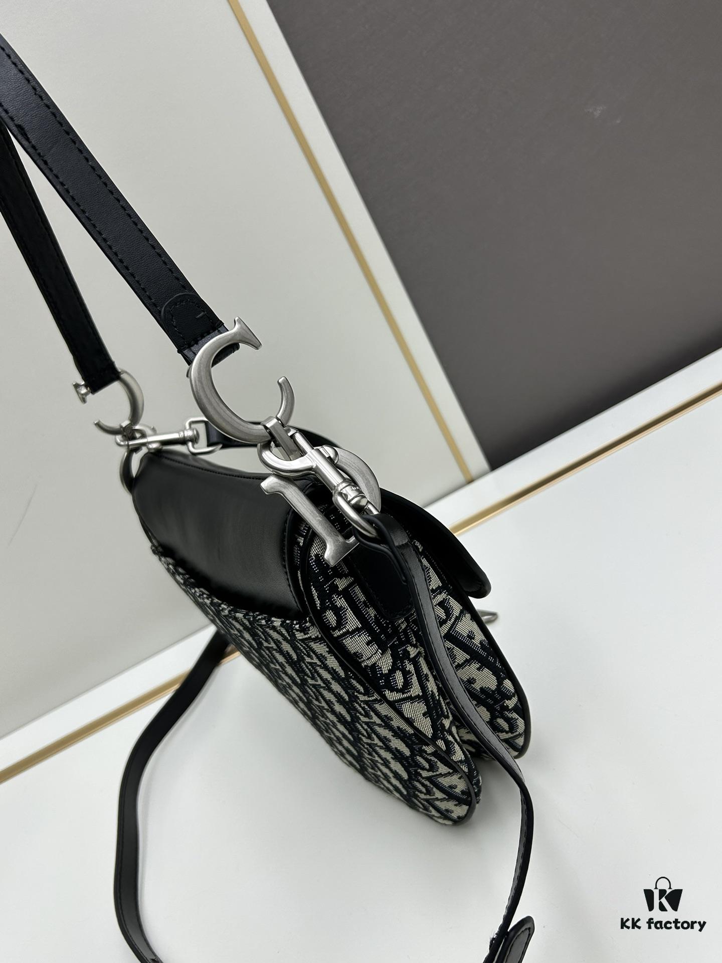 693099306e68136f4d9aa9d4 Large Size with Blue, Box Included Dior New Model Silver Buckle SADDLE Bag
