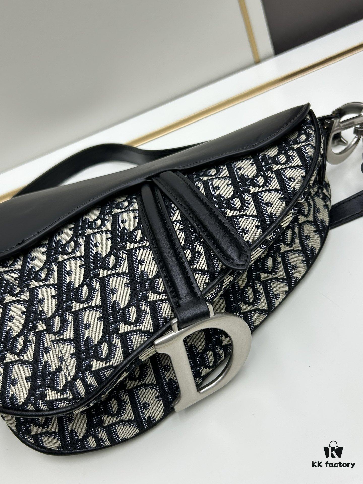 693099306e68136f4d9aa9d5 Large Size with Blue, Box Included Dior New Model Silver Buckle SADDLE Bag