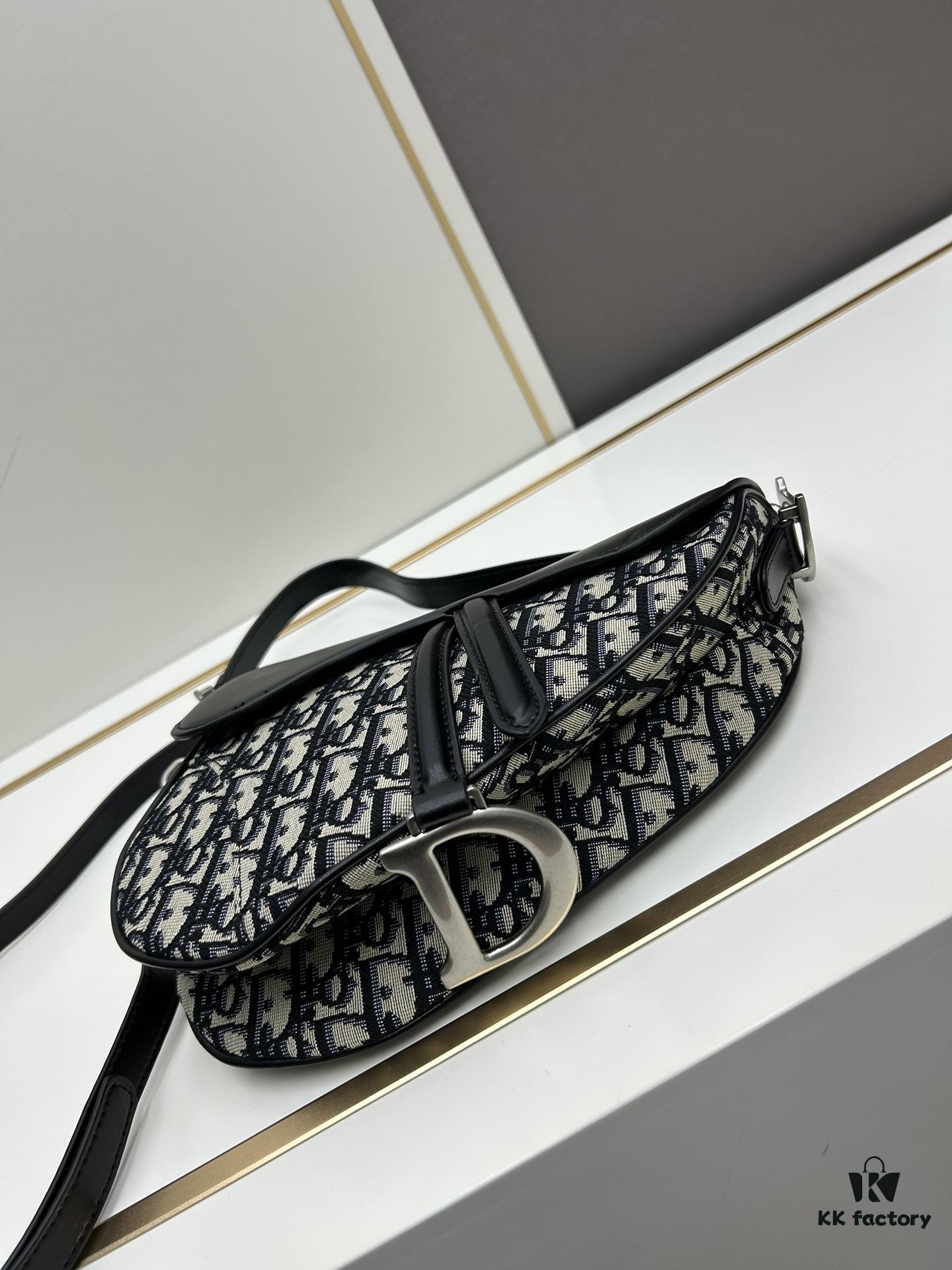 693099316e68136f4d9aa9d9 Large Size with Blue, Box Included Dior New Model Silver Buckle SADDLE Bag