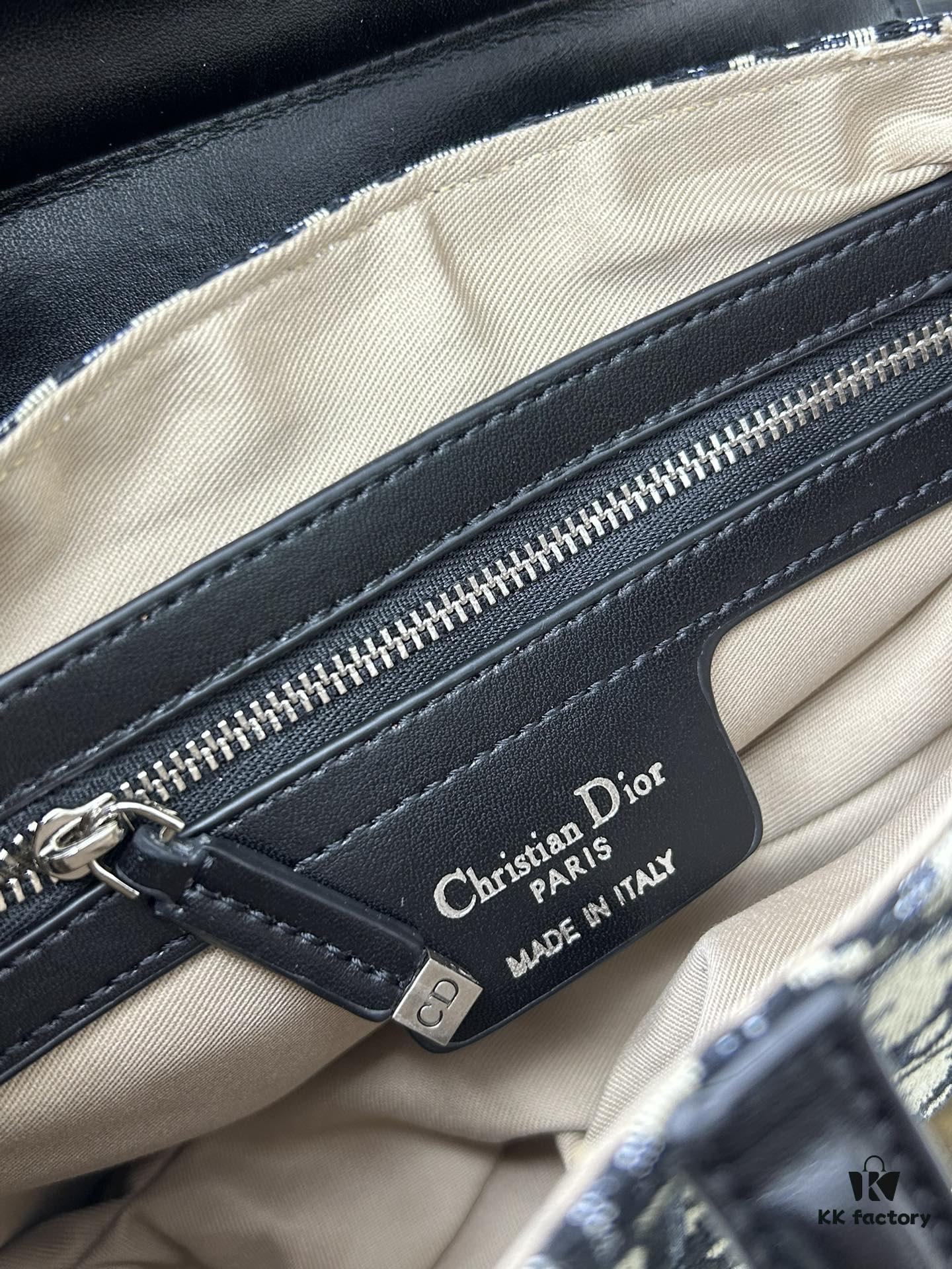 693099346e68136f4d9aa9db Large Size with Blue, Box Included Dior New Model Silver Buckle SADDLE Bag