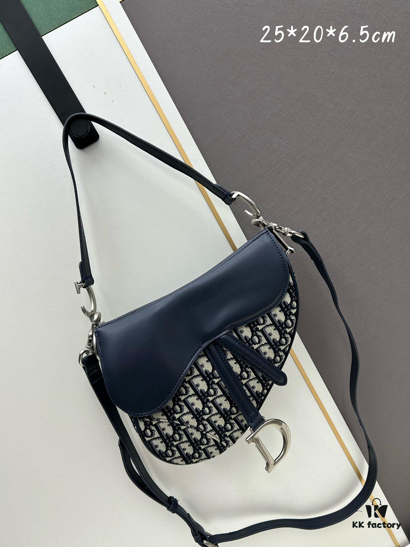 693099346e68136f4d9aa9dc Large Size with Blue, Box Included Dior New Model Silver Buckle SADDLE Bag