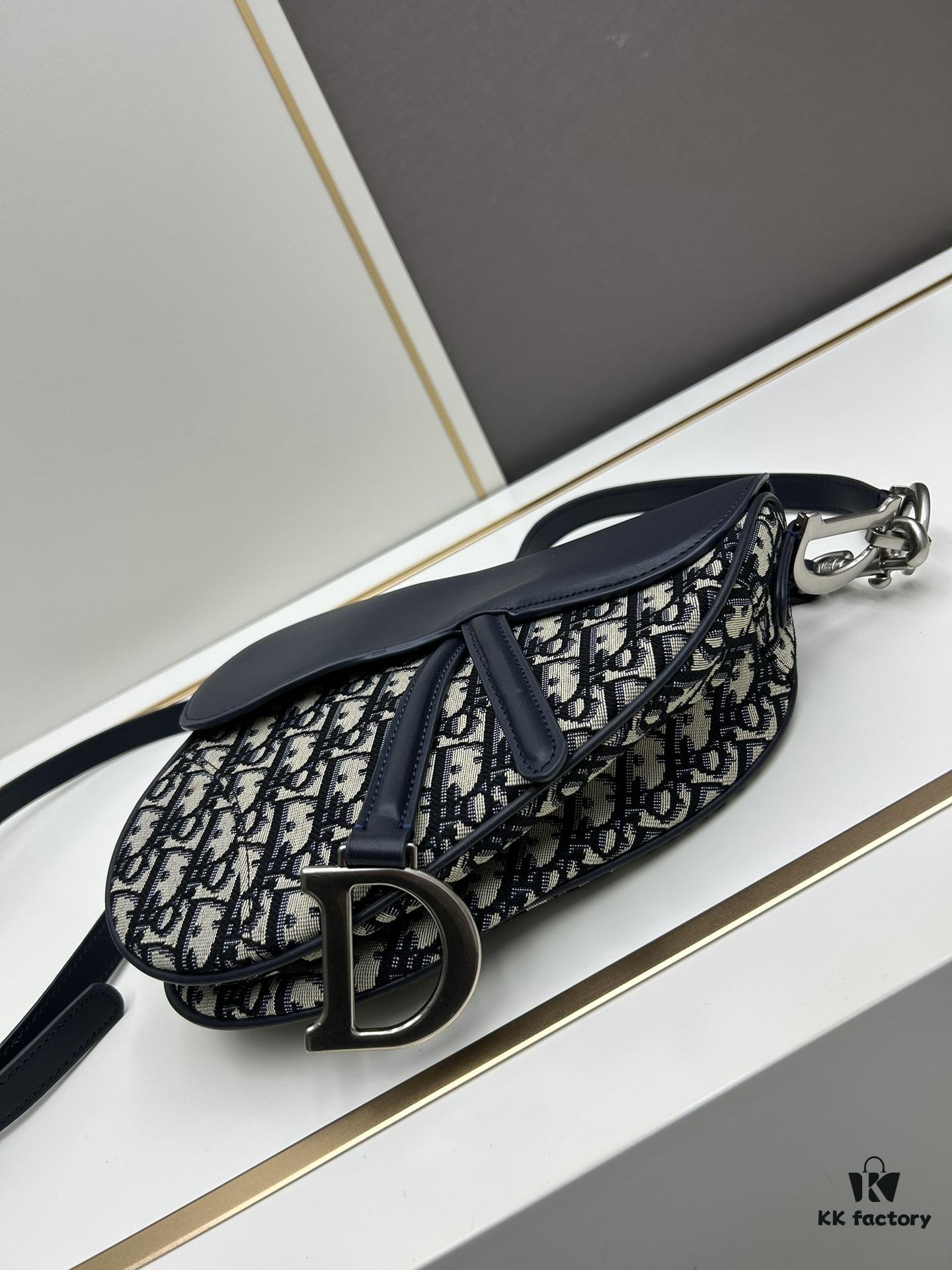 693099366e68136f4d9aa9df Large Size with Blue, Box Included Dior New Model Silver Buckle SADDLE Bag