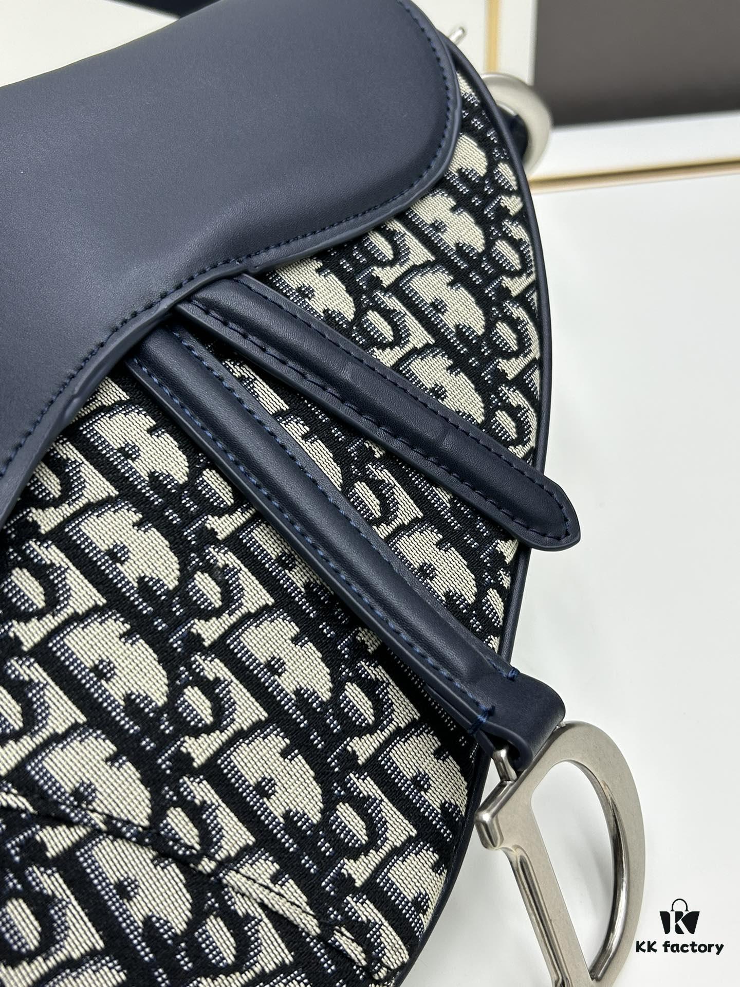 693099366e68136f4d9aa9e1 Large Size with Blue, Box Included Dior New Model Silver Buckle SADDLE Bag