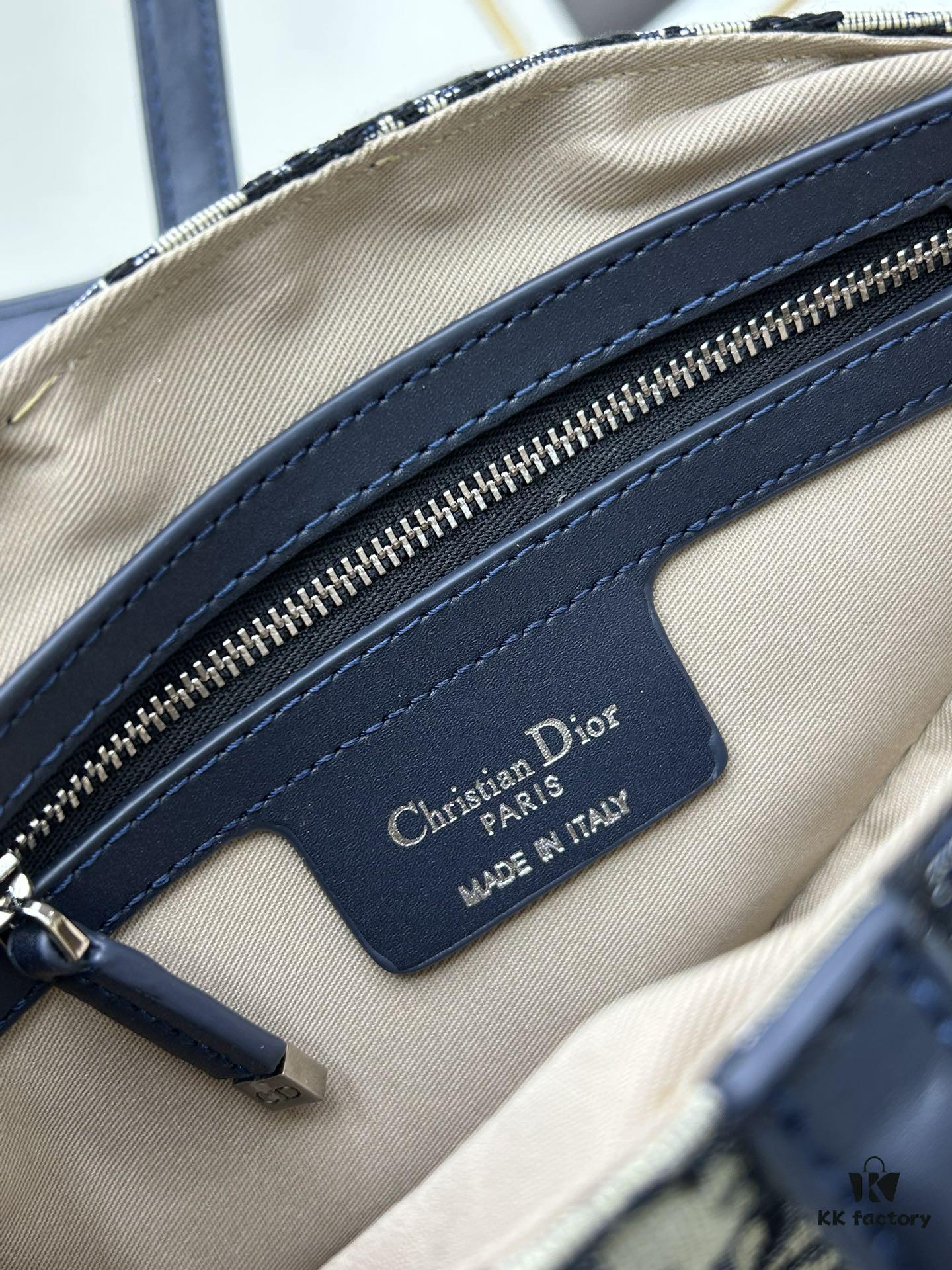 693099366e68136f4d9aa9e3 Large Size with Blue, Box Included Dior New Model Silver Buckle SADDLE Bag