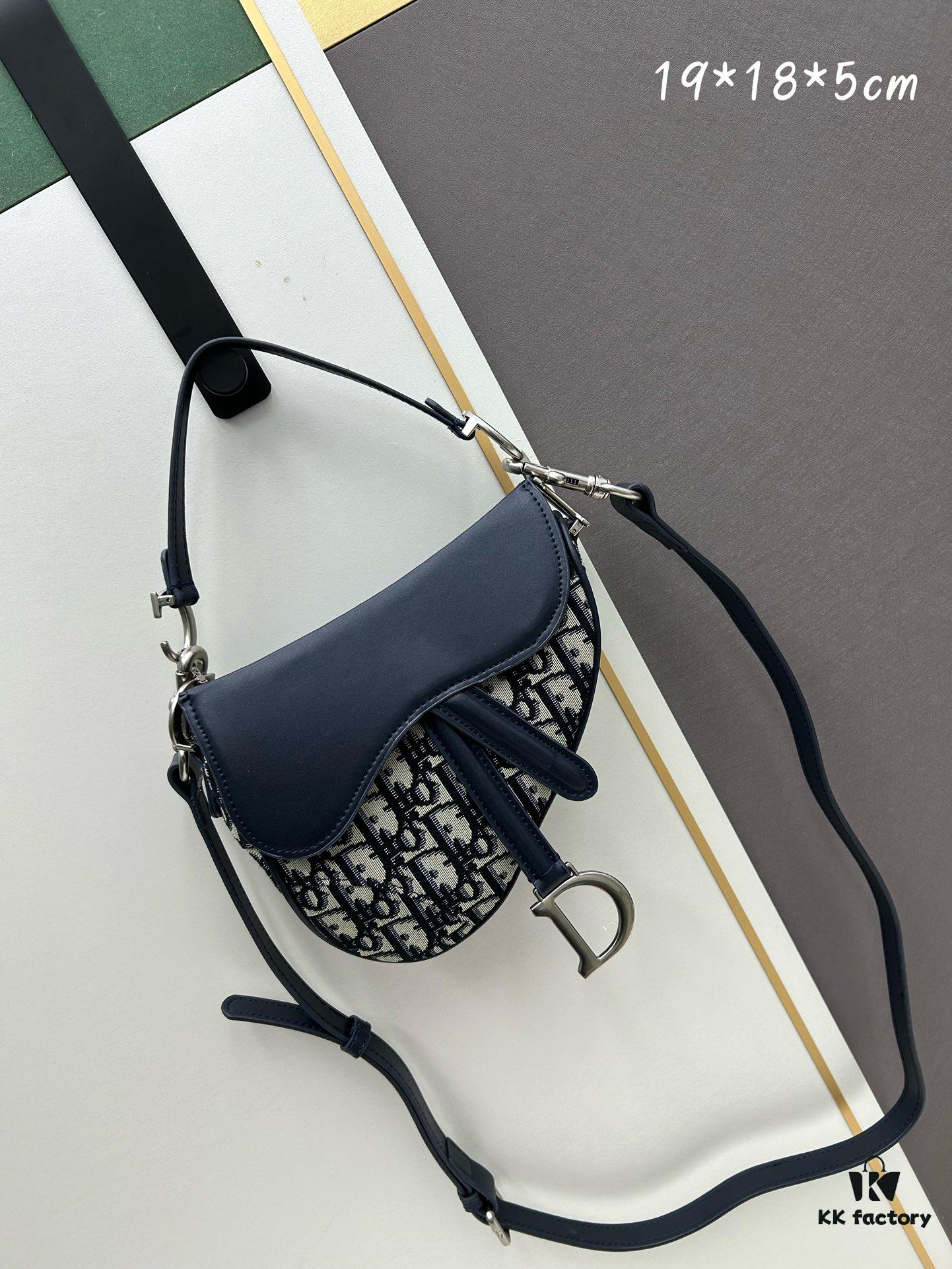6930993d6e68136f4d9aa9ef Small Blue Dior Saddle Bag with Box, New Model Silver Buckle