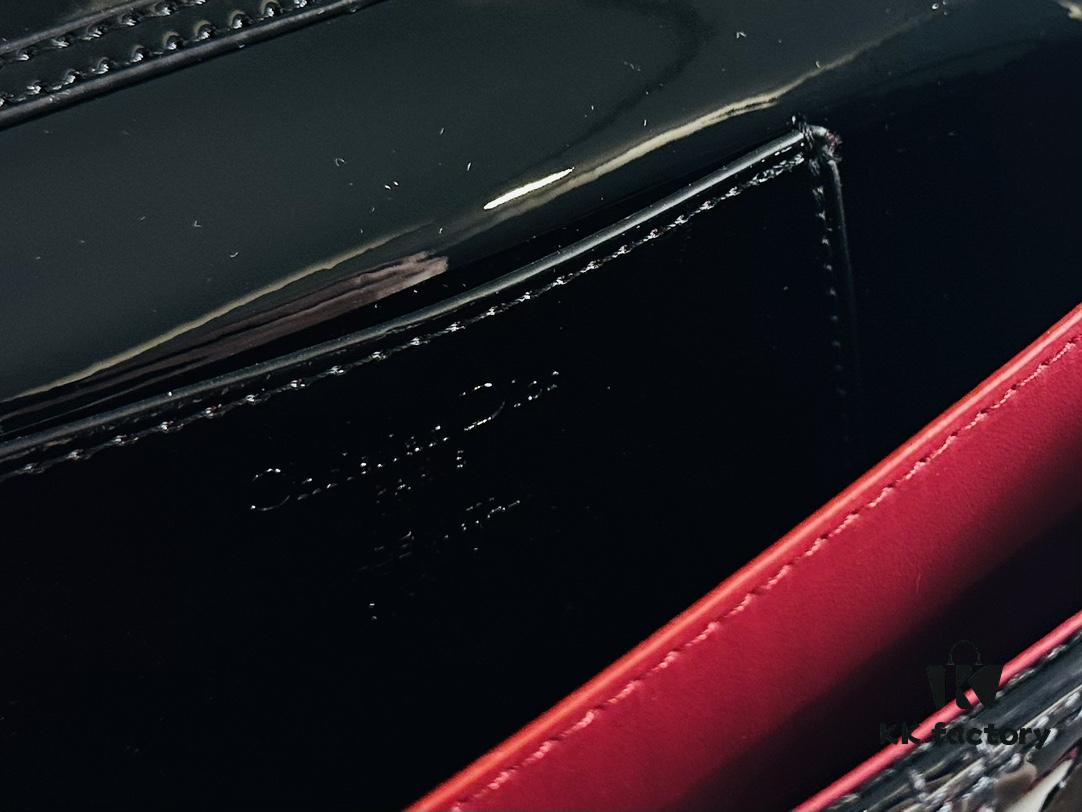 Lacquered Leather Lady Dior Pearl Clutch with Box