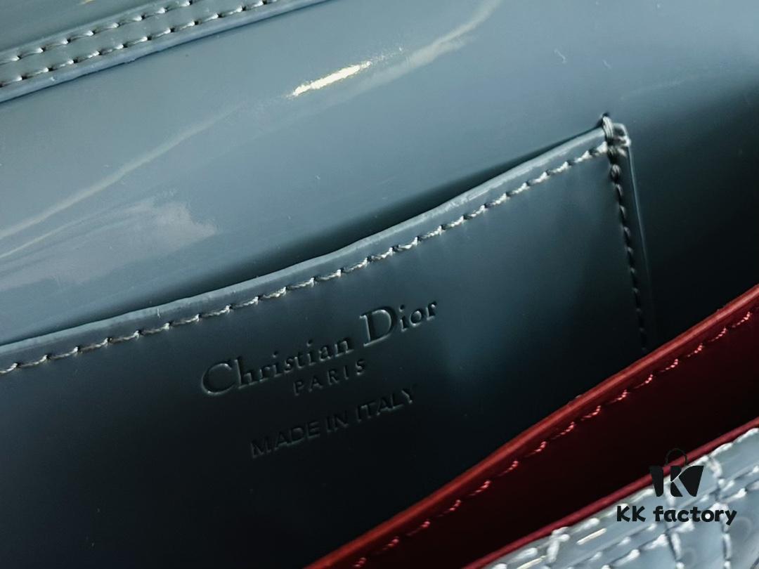693099566e68136f4d9aaa1e Lacquered Leather Lady Dior Pearl Clutch with Box