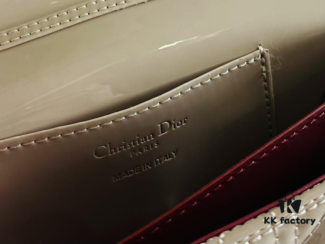 6930995a6e68136f4d9aaa27 Lacquered Leather Lady Dior Pearl Clutch with Box