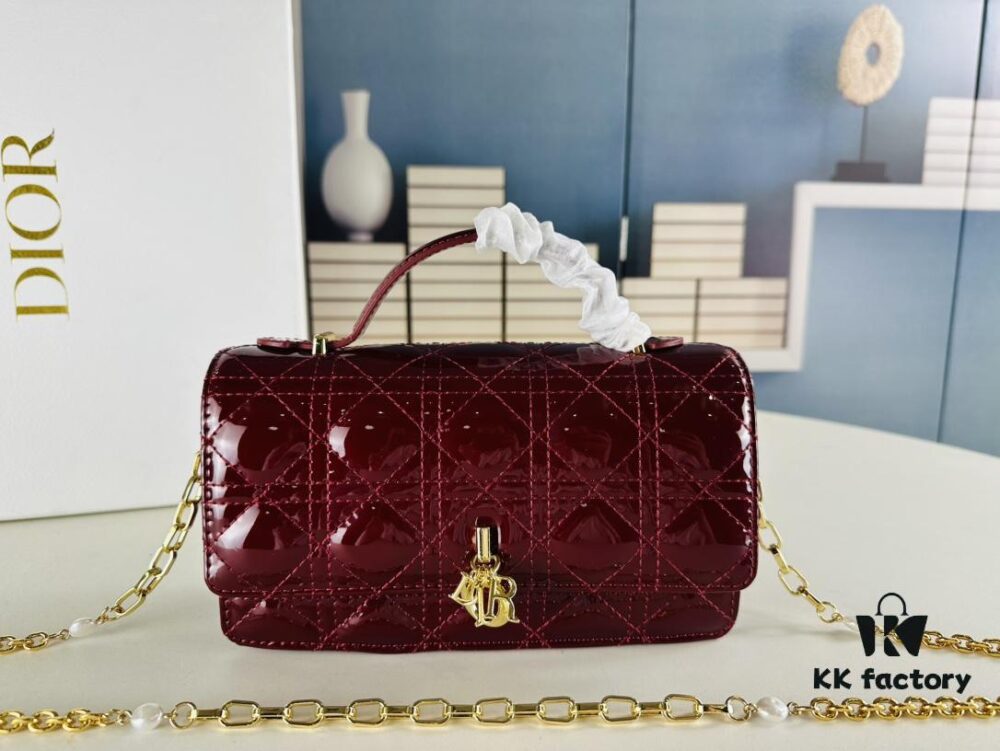 6930995a6e68136f4d9aaa28 Lacquered Lady Dior Pearl Clutch Bag with Box